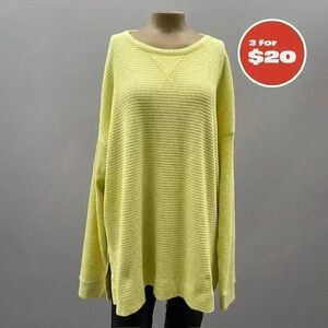 3/$20 Lot Oversized Yellow Waffle Knit Pullover Sweater XL